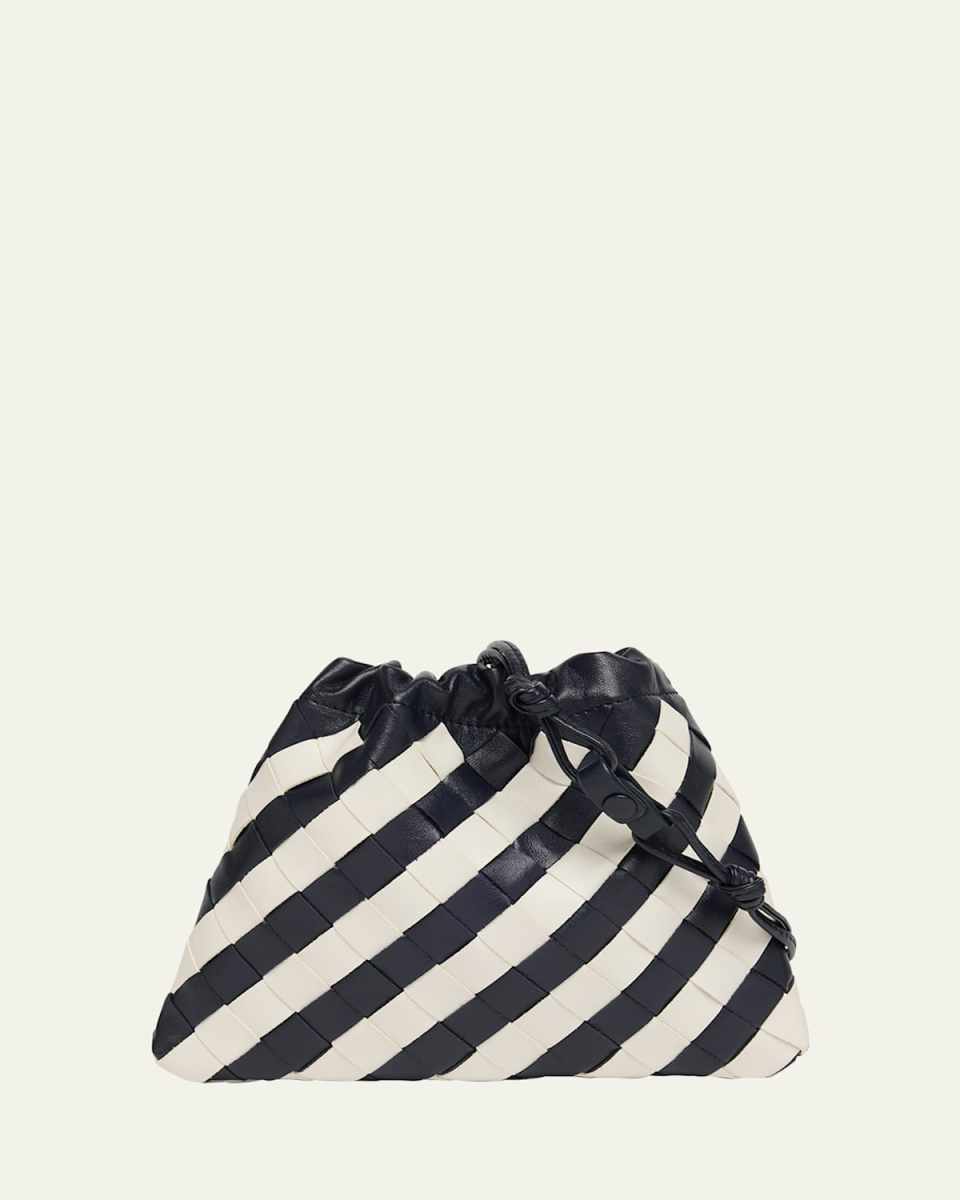 Small Striped Leather Pouch Crossbody Bag